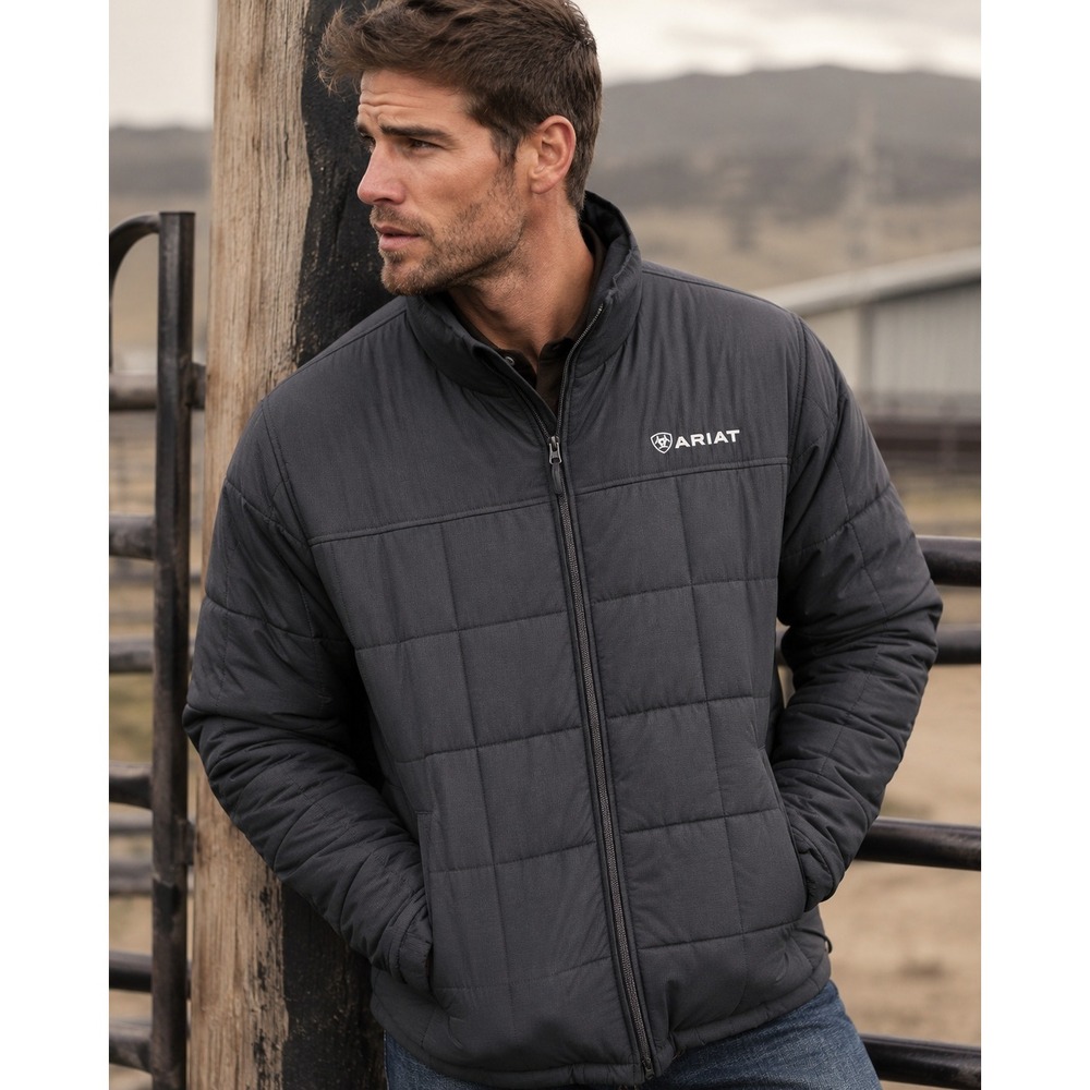 Ariat Crius Insulated Jacket Mens XXL Black Full Zip Quilted Western Work Winter
